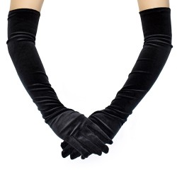 retro pleuche warm lengthened ladies gloves